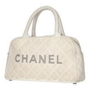 CHANEL Sport Line Boston Bag White Matelasse Logo Handbag RS